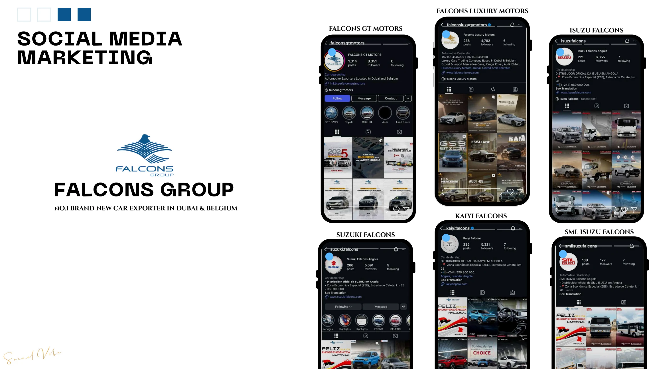 Falcons Group automotive social media channels and campaign examples