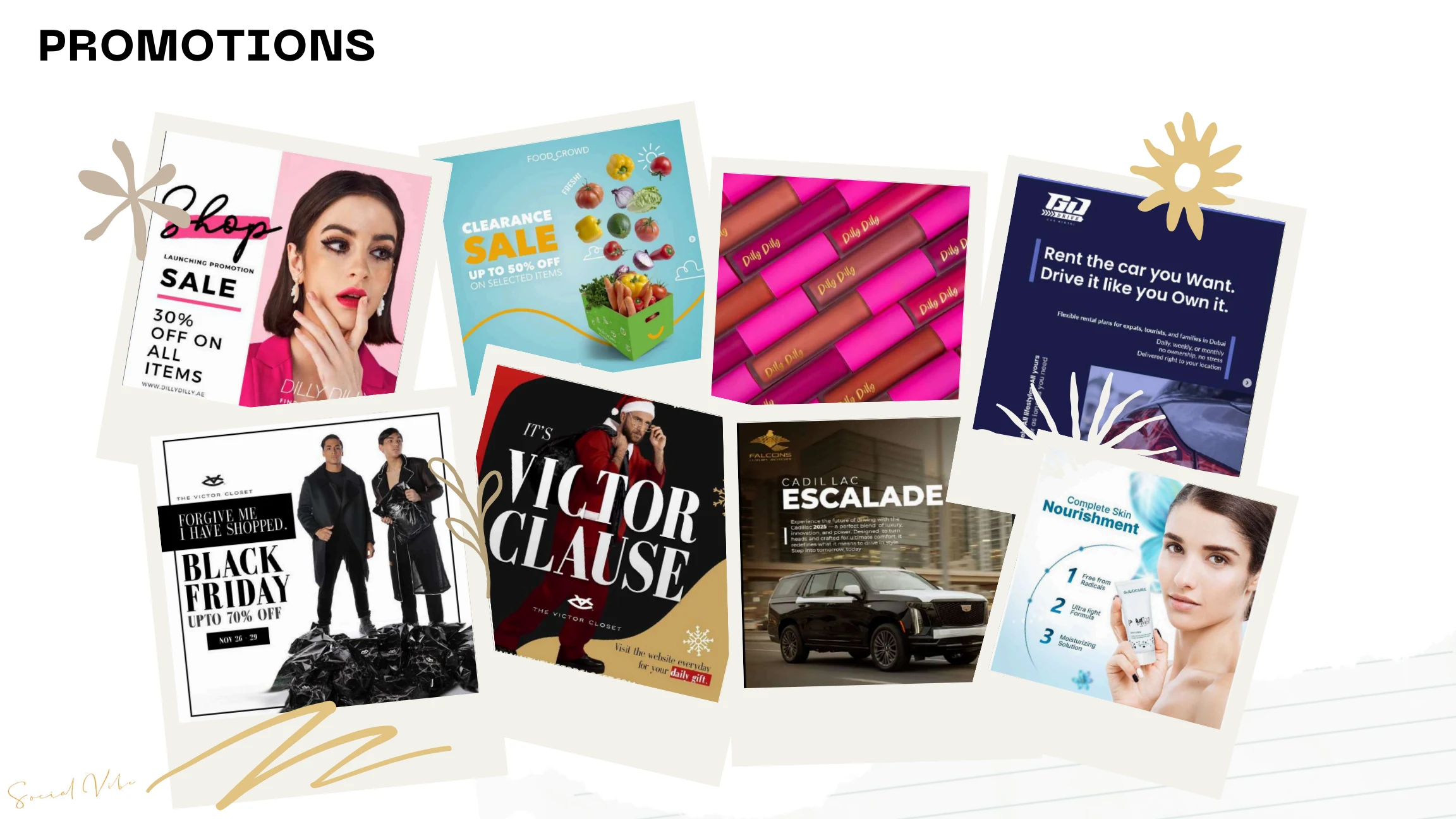 Selected promotional campaign designs presented by Social Vibe